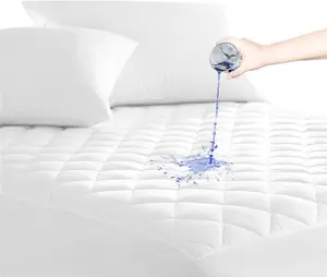 Double Elastic Quilted Fitted Mattress Protector, Mattress Cover Stretches up to 30cm Deep, Machine Washable Mattress Topper