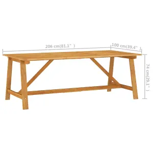 Berkfield Garden Dining Table 206x100x74 cm Solid Acacia Wood