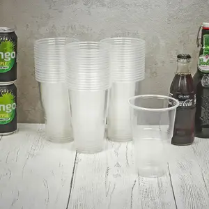 URBNLIVING 568ml Pack of 200 Clear Strong Plastic Full Pint Glasses Disposable Reusable Party Cups UKCA