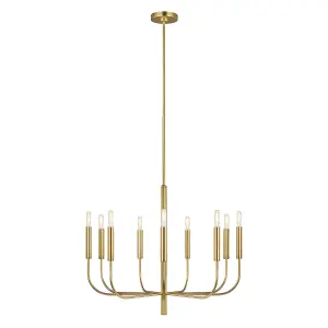 Elstead Brianna 9 Light Chandelier, Burnished Brass, E14