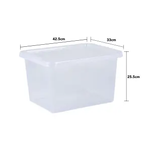 Wham Crystal 25L Medium Under Bed Plastic Storage Boxes With Lids - Pack of 5. Clear, Strong,  Made in UK Clear