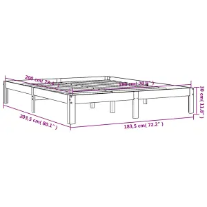 Berkfield Bed Frame without Mattress Wax Brown 180x200 cm Super King Solid Wood Pine