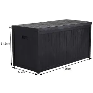 4 x 2 ft Black Large Lockable Waterproof Plastic Outdoor Garden Storage Box with Lid 430L Flat Top