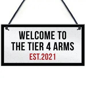 Lockdown Bar Sign 2021 Tier 4 Arms Man Cave Garage Garden Shed Sign Gift