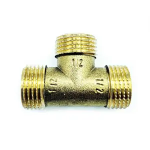 Brass T Shape Water Fuel Pipe Male Tee Adapter Connector 1/2 inch Thread