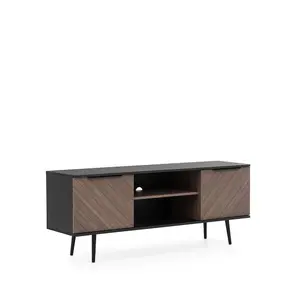 Pinelli TV Cabinet 150cm - Sleek Design in Black Graphite & Oak - W1500mm x H600mm x D410mm