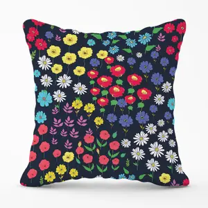 Multicoloured Flower Pattern Outdoor Cushion 45cm x 45cm