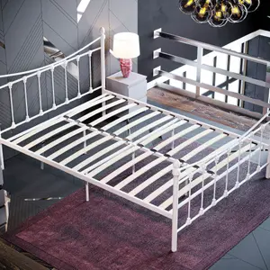 Vida Designs Paris White 4ft6 Double Metal Bed Frame, 190 x 135cm