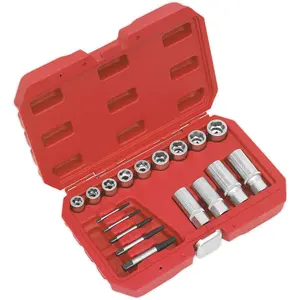 18 Piece Bolt Stud & Screw Extractor Set - Chromoly Steel - Storage Case