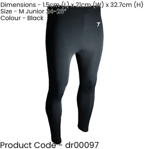 M - BLACK Junior Sports Baselayer Compression Leggins Bottoms - Unisex Training