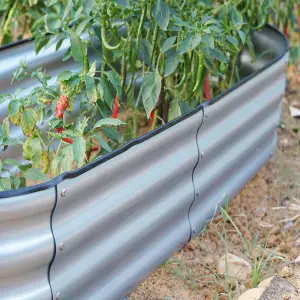 Garden Outdoor Raised Bed Planter Oval Galvanised Steel Trough Box 182x61x30cm