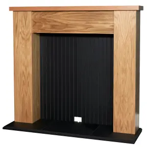 Adam New England Stove Fireplace in Oak & Black, 48 Inch