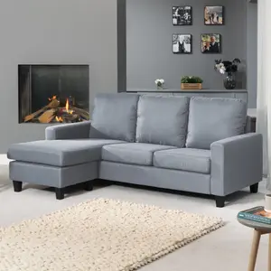 Modbury Reversible Fabric Corner Sofa - Light Grey