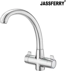 JASSFERRY Monobloc Mixer Tap Swivel Spout Twin Lever for Kitchen Sink