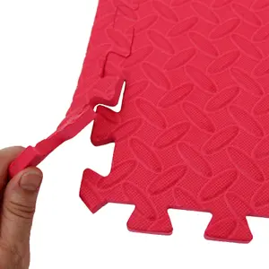 Interlocking Gym Yoga Mats in Red Anti-Fatigue EVA Soft Foam Exercise Play Floor Tiles