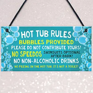 Red Ocean Hot Tub Rules Sign Funny Hot Tub Sign For Garden Hot Tub Accessories Gift For Women Men Garden Signs