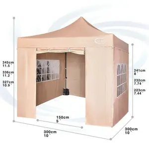 MCC Direct Maximus 3x3 Heavy Duty Pop up Beige Gazebo With Sides