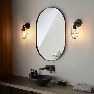 Luminosa Treviso Bathroom Metal Wall Lamp, Matt Black Finish, IP44