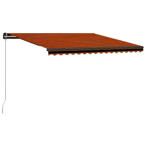 Berkfield Manual Retractable Awning with LED 450x300 cm Orange and Brown