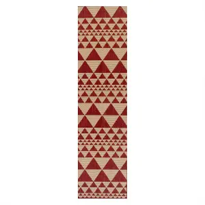 Modern Easy to Clean Flatweave Anti-Slip Geometric Red Rug for Dining Rug-160cm X 225cm