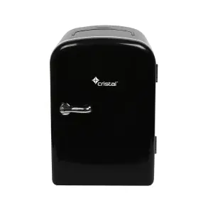 Cristal 4L Compact Mini Cooler Fridgewith Built-in 12V Adapter - Black