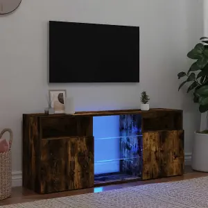 vidaXL TV Cabinet with LED Lights Smoked Oak 120x30x50 cm