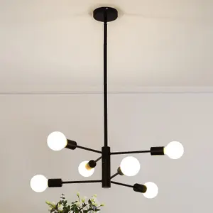 Garwarm Black Mid Century Industrial Ceiling Chandelier Light for Kitchen Living Room