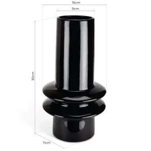 Tall Ceramic Bubble Vase - 30cm - Black