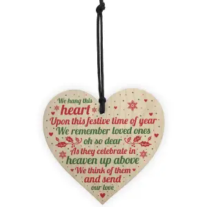 Red Ocean Memorial Heart Plaque For Mum Nan Dad Grandad Christmas Tree Ornament Decoration