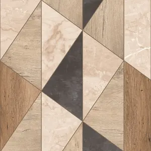 Grandeco Woodblock Geometric Vigo Textured Wallpaper,  Brown