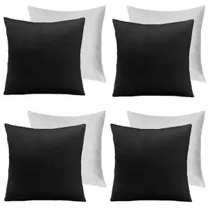 4 x Matte Velvet Filled Cushion Covers Soft Zip