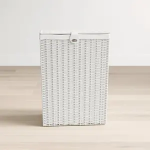 Hand Woven Plastic Laundry Hamper with Handles Medium (49 cm x 38.5 cm x 24.5 cm)