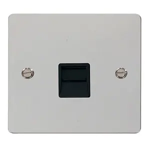 Flat Plate Polished Chrome Secondary Telephone Single Socket - Black Trim - SE Home