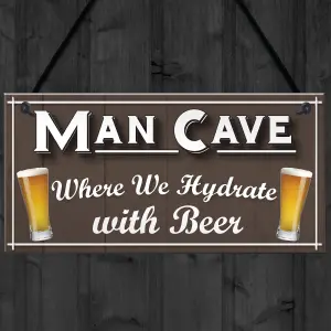 Red Ocean Man Cave Hydrate Funny Home Bar Gift Hanging Plaque Husband Sign