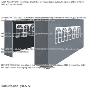 Side Walls Door & Windows for 3x4.5m Pop-Up Gazebo - GREY - Garden Party Tent