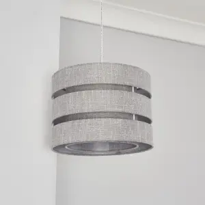 Inlight Dark Grey Woven effect Slubby Trio Light shade (D)28cm