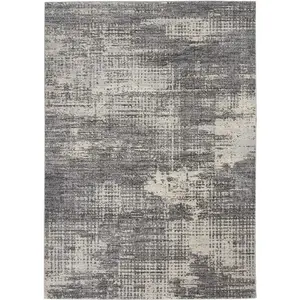 Grey Beige Modern Easy to Clean Abstract Rug For Dining Room Bedroom And Living Room-244cm X 305cm