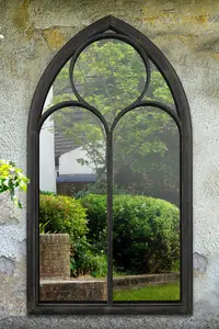 MirrorOutlet Somerley Chapel Arch Large Black Garden Mirror 150 x 81cm