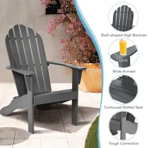 Costway Adirondack Chair Acacia Wood Adirondack Lounger Chair w/ Slatted Seating