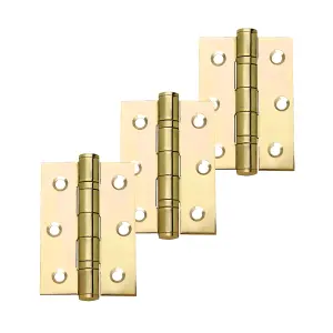 UAP Ball Bearing Butt Hinge 50x75mm - Pack of 3 - Steel - Polished Electro Brassed