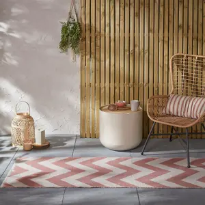 Pink Brittany Chevron Runner Indoor / Outdoor Patio Rug - Extra Long 67x300cm