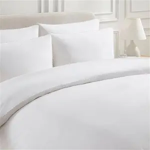 DUSK Girona 200 Thread Count Pom-Pom Duvet Cover - Cotton - White - Single