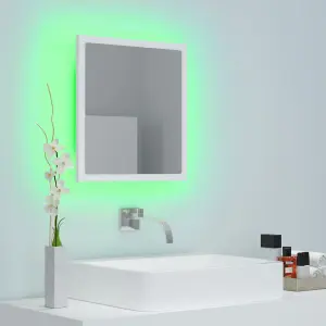 Berkfield LED Bathroom Mirror White 40x8.5x37 cm Engineered Wood