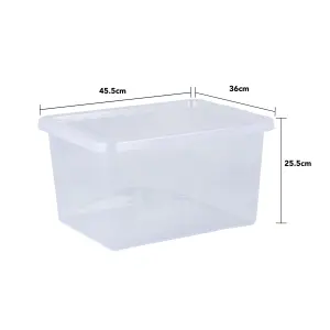 Wham Crystal 31L Medium Under Bed Plastic Storage Boxes With Lids - Pack of 5. Clear, Strong, Made in UK Clear