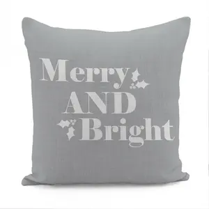 Abston Merry And Bright Square Throw Pillow Cover (Set of 2) Grey