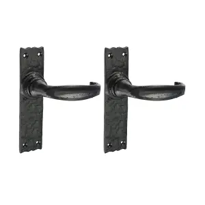 Timco - Narrow Style Lever Latch Handles - Antique Black (Size 155 x 37 - 2 Pieces)