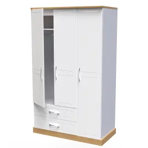 Whitby Triple Wardrobe in White Ash & Oak (Ready Assembled)