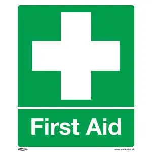 Self Adhesive First Aid Health and Safety Sign - 250 x 300mm Warning Sticker for Workplace