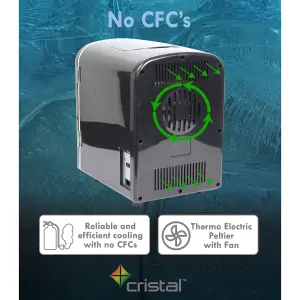 Cristal 4L Compact Mini Cooler Fridgewith Built-in 12V Adapter - Black