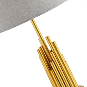 Modern Stalagmite Designed Table Lamp Base with Multi Level Pipes in Satin Gold